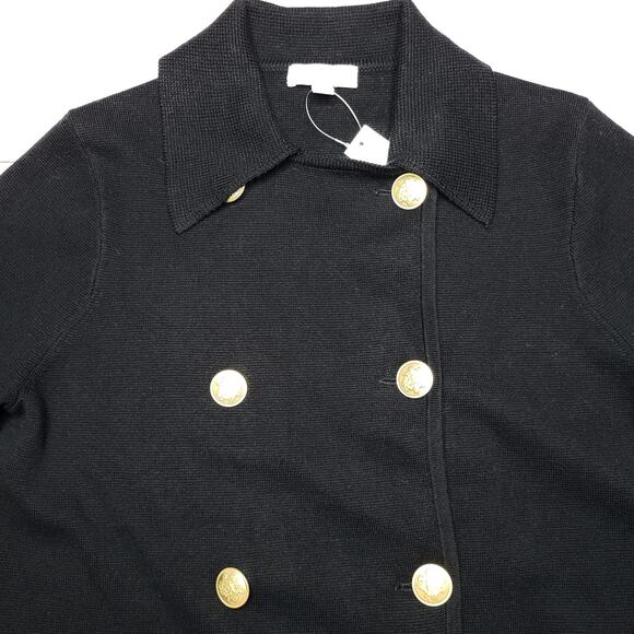 J. Crew Warwick Sweater Blazer Black Gold Button Double Breasted Peacoat Wool XS - Picture 3 of 7